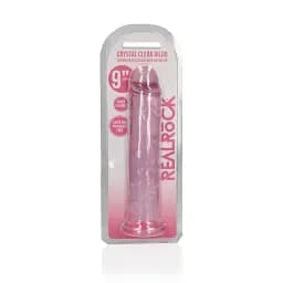 Фалоімітатор RealRock Crystal Clear 9'' 25 см (рожевий) - мініатюра 5