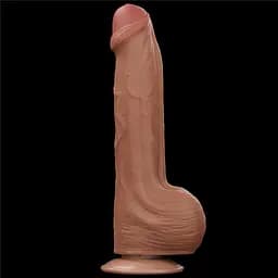 Фалоімітатор LoveToy Sliding-Skin Dual Layer Dong 29 см коричневий - мініатюра 2