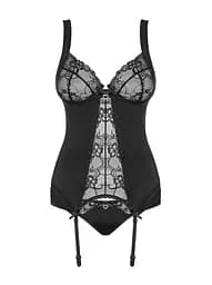 Корсет і стринги Obsessive Heartina S/M (чорний) - мініатюра 8