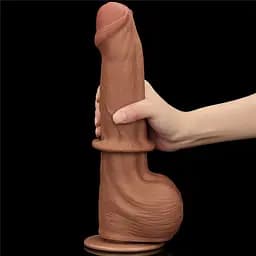 Фалоімітатор LoveToy Sliding-Skin Dual Layer Dong 29 см коричневий - мініатюра 13