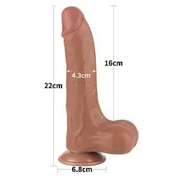 Фалоімітатор Lovetoy Sliding-Skin Dual Layer Dong 8.5'' 22 см (коричневий) - мініатюра 3