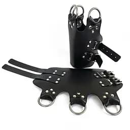 Поножі манжети для підвішування за ноги Art of Sex Leg Cuffs For Suspension з натуральної шкіри, чорні - мініатюра 2
