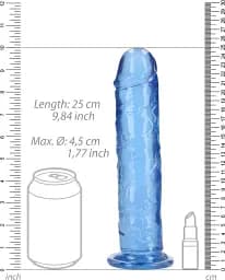 Фалоімітатор RealRock Crystal Clear 9'' 25 см (блакитний) - мініатюра 5