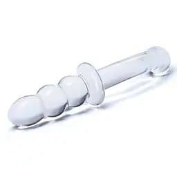 Двосторонній фалоімітатор G-Spot Glas Ribbed 20.3 см (прозорий) - мініатюра 6