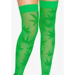 Панчохи Leg Avenue 420 Net thigh highs Green - мініатюра 3