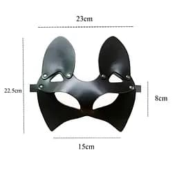 Маска кішечки для секс ігор BDSM з екошкіри XS-M Чорна - мініатюра 6