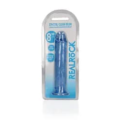 Фалоімітатор RealRock Crystal Clear 8'' 22 см (блакитний) - мініатюра 3