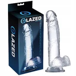 Фалоімітатор Glazed With Balls 22 см (прозорий) - мініатюра 6