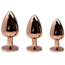 Металева анальна пробка Wooomy Tralalo Rose Gold Plug Magenta M діаметр 3.4 см довжина 8 см - мініатюра 3