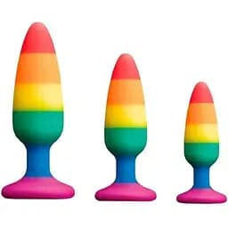 Силіконова анальна пробка Wooomy Hiperloo silicone Rainbow Plug M - мініатюра 4