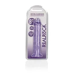 Фалоімітатор RealRock Crystal Clear 8'' 22 см (фіолетовий) - мініатюра 9