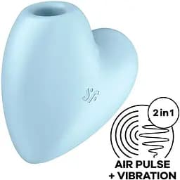 Вакуумний стимулятор-серце з вібрацією Satisfyer Cutie Heart Blue - мініатюра 2
