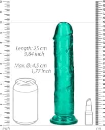 Фалоімітатор RealRock Crystal Clear 9'' 23 см (зелений) - мініатюра 5
