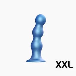 Насадка для страпону Strap-On-Me Dildo Plug Balls Blue Metallic XXL - мініатюра 2