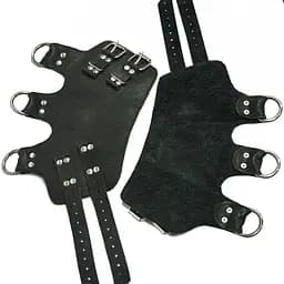 Поножі манжети для підвішування за ноги Art of Sex Leg Cuffs For Suspension з натуральної шкіри, чорні - мініатюра 3