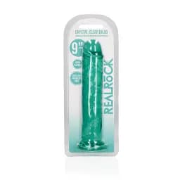 Фалоімітатор RealRock Crystal Clear 9'' 23 см (зелений) - мініатюра 11