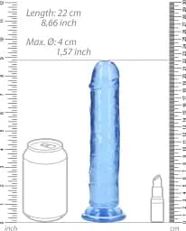 Фалоімітатор RealRock Crystal Clear 8'' 22 см (блакитний) - мініатюра 11