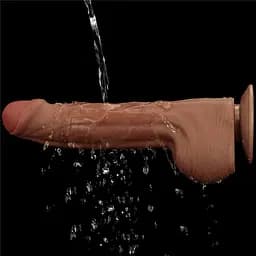 Фалоімітатор LoveToy Sliding-Skin Dual Layer Dong 29 см коричневий - мініатюра 10