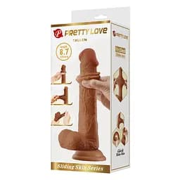 Фалоімітатор Pretty Love Sliding Skin Tallen 8.7" 22 см (коричневий) - мініатюра 2