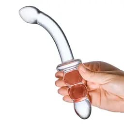Двосторонній фалоімітатор G-Spot Glas Ribbed 20.3 см (прозорий) - мініатюра 10