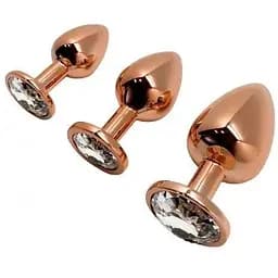 Металева анальна пробка Wooomy Tralalo Rose Gold Метал Plug size L діаметр 4 см довжина 9 см - мініатюра 4