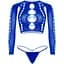 Комплект Leg Avenue Long sleeve crop top & stRing Royal Blue One Size, топ, стрінги - мініатюра 3