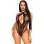 Мереживне тедді Leg Avenue Lace and net halter teddy One Size Black, глибокий виріз, халтер - мініатюра 1