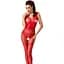Бодістокінг Passion BS052 Red, комбінезон, імітація корсета з підтяжками, панчох і трусиків - мініатюра 1