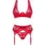Комплект білизни Obsessive Lacelove cupless 3-pcs set M/L Red, бюстгальтер, стрінги, пояс для панчіх - мініатюра 3