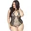 Тедді з відкритим доступом Leg Avenue Net lace crotchless teddy 1X-2X Black, шнурівка на спині - мініатюра 3