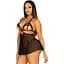 Сорочка бебі-дол з відкритими чашками Leg Avenue Lace and mesh Babydoll & panty Black M, стрінги - мініатюра 6
