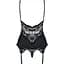 Сатиновий мереживний корсет Obsessive 810-COR-1 Babydoll & Thong S/M, чорний, корсет, танга - мініатюра 2