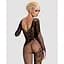Бодістокінг Obsessive Bodystocking F210 S/M/L Black, рукава-мітенки, сітка, кольорове мереживо - мініатюра 2