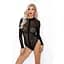 Боді Noir Handmade F287 Leopard fLock Bodysuit With long sleeves - M - мініатюра 1