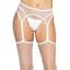 Панчохи-сітка Leg Avenue Net stockings With garter belt One Size White, пояс, підв’язки - мініатюра 5