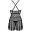 Еротичний мереживний комплект із сіточкою Obsessive 838-BAB-1 Babydoll & Thong Black L/XL, чорний - мініатюра 2