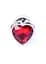 Анальна пробка з кристалом Jewellery Silver Heart Plug 7х2.7 см (червоний) - мініатюра 3