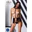 Комплект білизни Passion Exclusive INDRA SET OpenBra Black XXL/XXXL: стрінги, портупея з бахромою - мініатюра 3