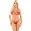Комплект Leg Avenue Open Cup Bra and Pearl stRing One Size, Red - мініатюра 1