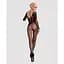 Бодістокінг Obsessive Bodystocking F210 S/M/L Black, рукава-мітенки, сітка, кольорове мереживо - мініатюра 4
