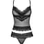 Напівпрозорий набір з прикрасами Obsessive Ivannes top & Thong L/XL, чорний, топ та танга - мініатюра 1