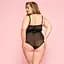 Сексуальне боді JSY Пристрасна Лорейн Plus Size Black, люверси, стрепи, екошкіра, шнурівка - мініатюра 2