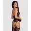 Бодістокінг Obsessive Bodystocking G316 S/M/L, квітковий декор, схрещені підв’язки - мініатюра 2