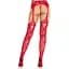 Колготки Leg Avenue Net Stockings With Attached Garter Belt One Size Red - мініатюра 3