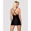 Сатиновий комплект для сну з мереживом Obsessive 828-CHE-1 chemise & Thong S/M, чорний - мініатюра 6