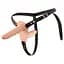 Подвійний страпон Vibrating Double Strap-On 15.7 см тілесний - мініатюра 1