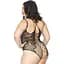 Тедді з відкритим доступом Leg Avenue Net lace crotchless teddy 1X-2X Black, шнурівка на спині - мініатюра 2