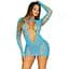 Безшовна мінісукня Leg Avenue Long sleeve cut out Mini dres One Size Turquoise - мініатюра 4