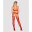 Бодістокінг Obsessive Bodystocking G313 S/M/L Red, шнурівка, геометричний декор - мініатюра 4