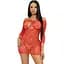 Сукня-сітка з сердечками Leg Avenue Heart net Mini dress Red, зав’язки, відкриті плечі, One Size - мініатюра 1